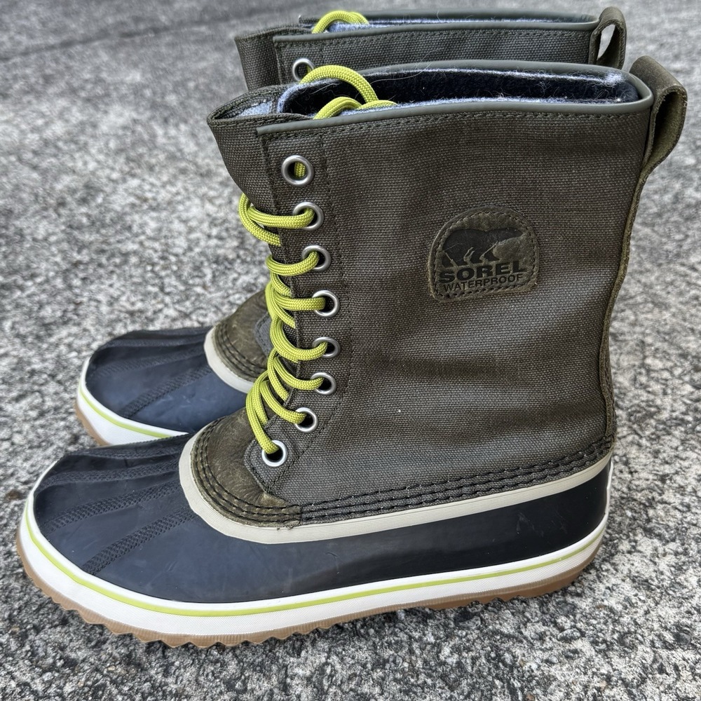 Sorel Snow Boot Women's 10‎ 1964 Premium Waterproof Waxed Canvas Peat Moss Green - Picture 4 of 13